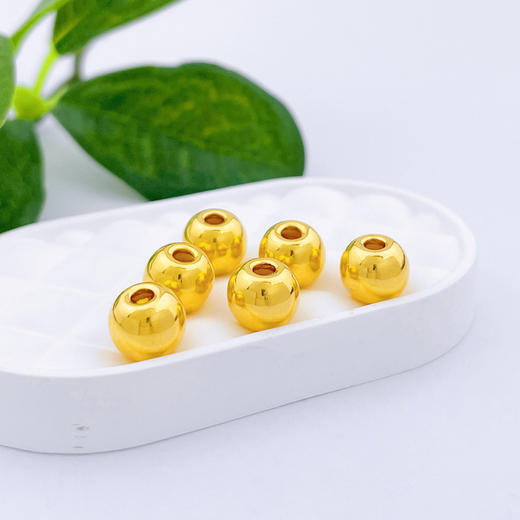 【限时7.5折】【定价黄金】足金 【无成色字印】3D硬金散珠转运珠光珠转运珠佛珠光面转运珠手串（6粒总长约4.1cm，6粒/件）(V3DSC00357)（预售产品下单后不退款不退货不换货不补差价） 商品图1