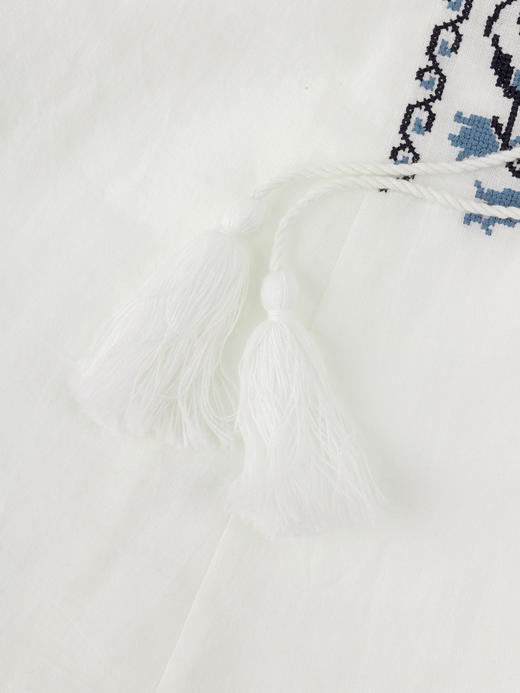 COCO ZONE "青花瓷"民族风撞色圆领衬衫宽松气质刺绣上衣CC1B1343 商品图5