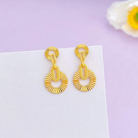 【限时克减150元】足金999.9 【精品】镂空镭射几何圆环方环间款耳饰耳吊(AWES00103)（预售产品下单后不退款不退货不换货不补差价（预售产品下单后不退款不退货不换货不补差价