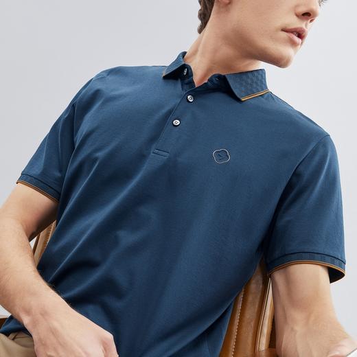 【含桑蚕丝】柒牌男士短袖Polo衫男夏季凉感抗菌休闲商务翻领T恤 124T70580 商品图3