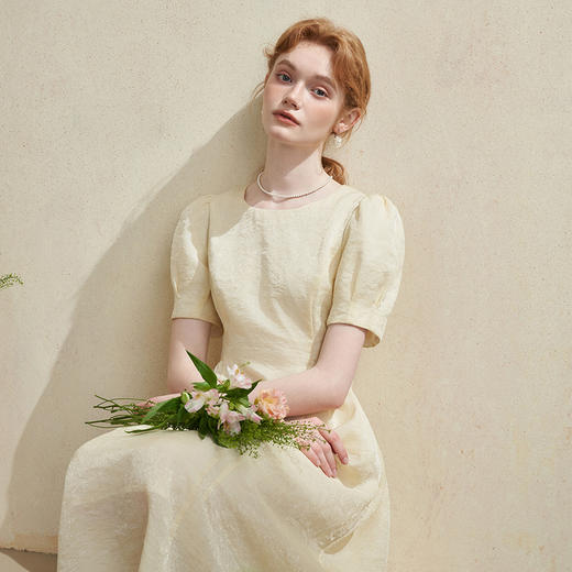 法式优雅简约连衣裙女气质高级感A字泡泡袖连衣裙V0041929 商品图2