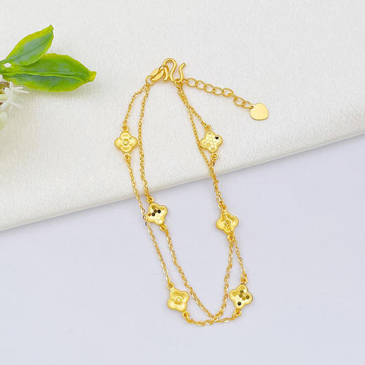 【限时克减150元】足金999 #九紫离火 #小红书 【精品】鱼鳞双面四叶草双排调节手链(AUSL00021)（预售产品下单后不退款不退货不换货不补差价） 商品图1