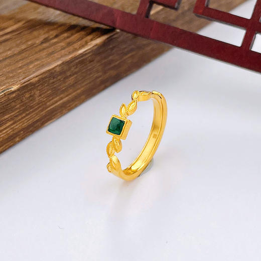 【限时克减150元】足金999 #宫廷风 #小红书 古法活口宫廷风叶子低温珐琅小方糖女戒(YGFJZ00034)（预售产品下单后不退款不退货不换货不补差价 商品图0