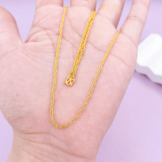 【限时克减150元】足金999 5G黄金16-17-18寸调节麻绳项链(AG5GXL00021-3)补差价）补差价）预售产品下单后不退款不退货不换货不补差价 商品图2
