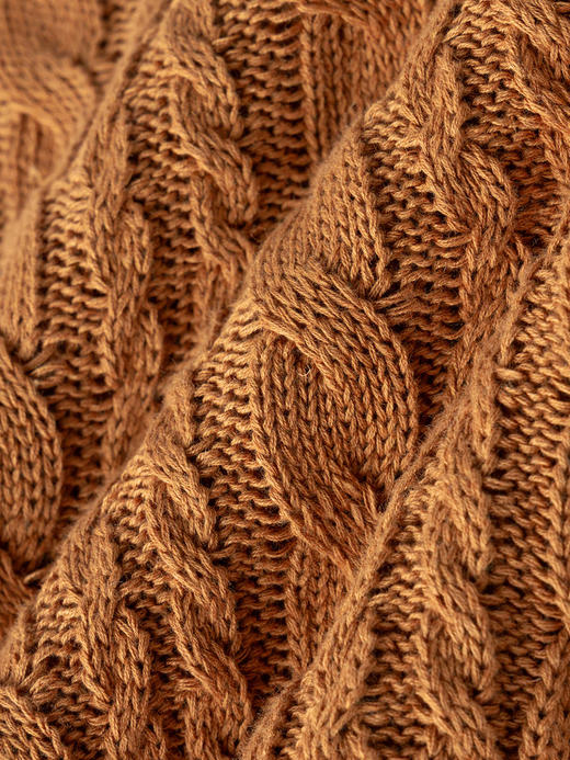 COCO ZONE "橘子"时尚镂空圆领针织衫修身纯色百搭上衣CC1B1429 商品图4