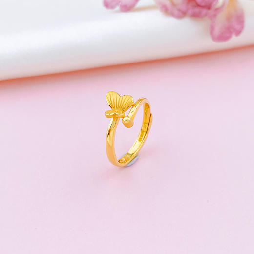 【限时克减150元】足金999.99 #九紫离火 【精品】五9黄金活口戒指错口蝴蝶女戒(ACJZ00244)（预售产品下单后不退款不退货不换货不补差价 商品图0
