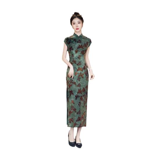 ZAYS植绒扎染旗袍2024夏季时尚年轻款修身老上海复古气质改良女装旗袍 商品图4