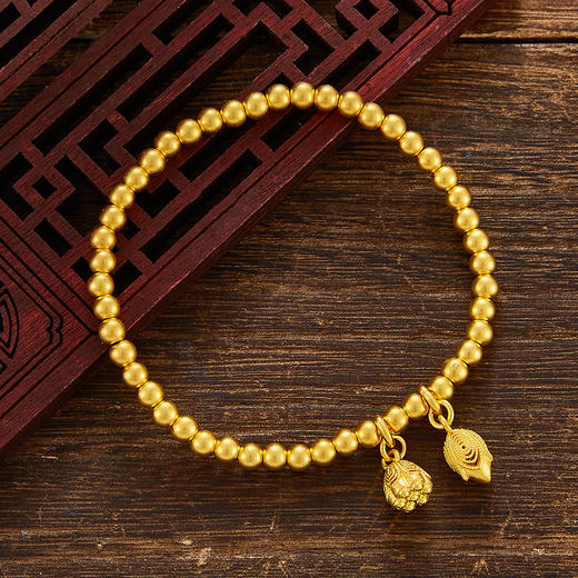 【限时克减150元】足金999 #两世欢 #古法两世欢手串圆珠(珠约4mm)手串(周长约16.5-17.5cm)(YGFSC00092-1)补差价）预售产品下单后不退款不退货不换货不补差价 商品图1