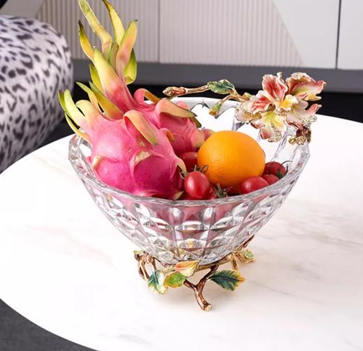 【彼达思】罗比罗丹蝶恋花果盘A粉色2023新款餐厅茶几珐琅彩果斗水果盘 商品图2