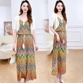 韩版修身洋气，印花两件套长款连衣裙QYM-XYKL-MB1067