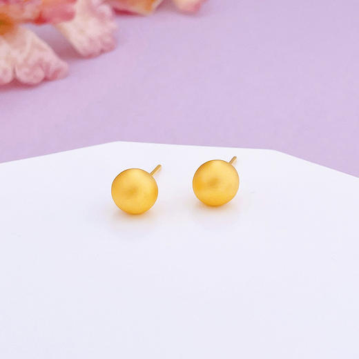 【限时克减128元】足金 【精品】无氰5D硬金耳饰耳钉空心转运金珠耳饰耳钉（配胶塞）(AU5DES00021-3)（预售产品下单后不退款不退货不换货不补差价） 商品图0