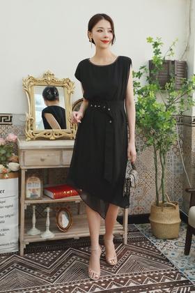 ELLA JADE 高制圆领无袖束腰连衣裙 13108