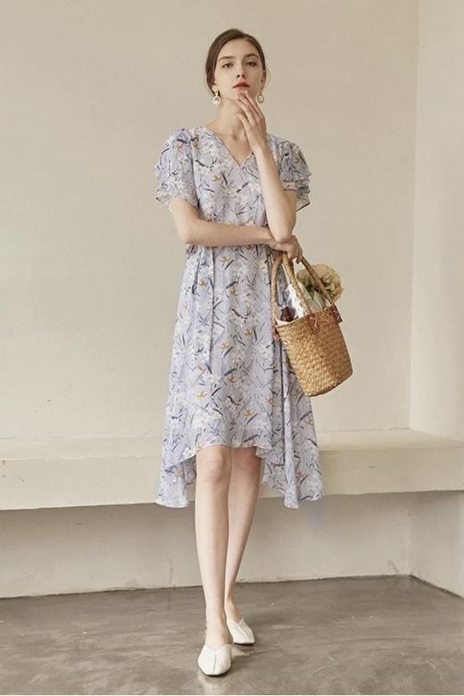 SOUREPOSE V领荷叶袖碎花连衣裙 12477 商品图0