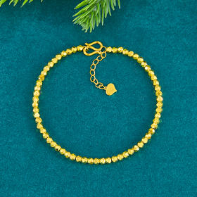 【限时克减150元】足金999.9 【精品】纯蹦迪珠手链(约2.8mm)蹦迪珠调节手链（内里为足金链）(USL00016)（预售产品下单后不退款不退货不换货不补差价）