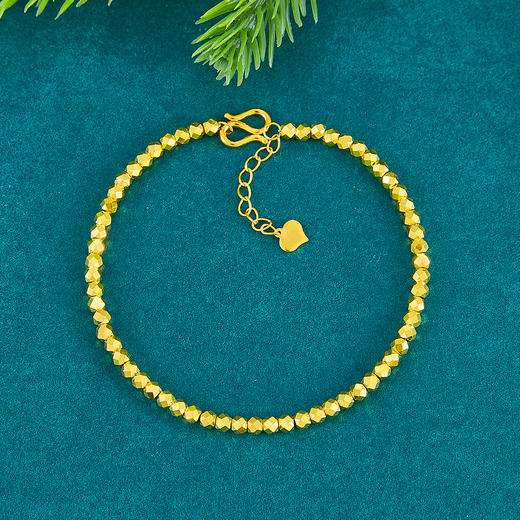 【限时克减150元】足金999.9 【精品】纯蹦迪珠手链(约2.8mm)蹦迪珠调节手链（内里为足金链）(USL00016)（预售产品下单后不退款不退货不换货不补差价） 商品图0