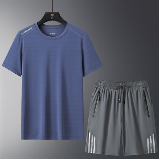 【冰丝套装】【DSK】大依优型大码夏季套装圆领短袖T恤夏季加肥加大肥佬休闲宽松透气上衣男士半袖夏装 商品图5