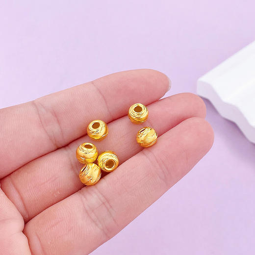 【定价黄金】足金 【无成色字印】3D硬金散珠转运珠空心车花圆珠转运金珠路路通手串配件Diy手串配件/6粒(V3DSC00389)（预售产品下单后不退款不退货不换货不补差价） 商品图2