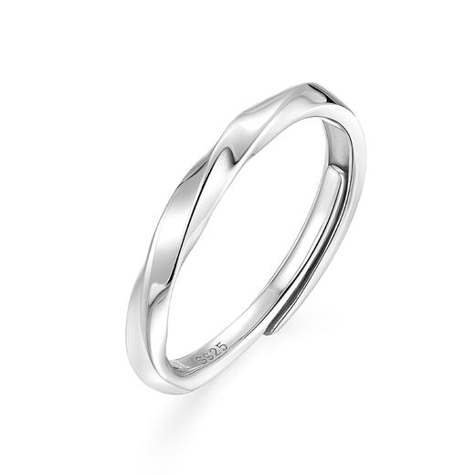 卡蒂罗/KADER 莫比乌斯系列 时光河流情侣对戒 925银流线造型线条设计轻奢浪漫开口可调节素圈一对 简约大气钟爱久久配饰 商品图2
