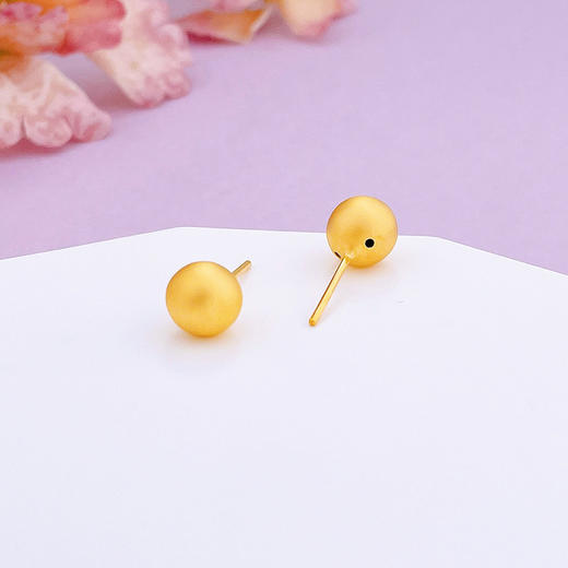 【限时克减128元】足金 【精品】无氰5D硬金耳饰耳钉空心转运金珠耳饰耳钉（配胶塞）(AU5DES00021-3)（预售产品下单后不退款不退货不换货不补差价） 商品图1