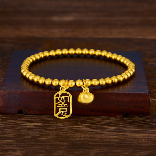 【限时克减150元】足金999 古法“柿柿如意”圆珠(约3.9mm)手串(周长约16.5-17.5cm)(YGFSC00134)补差价）预售产品下单后不退款不退货不换货不补差价 商品图1