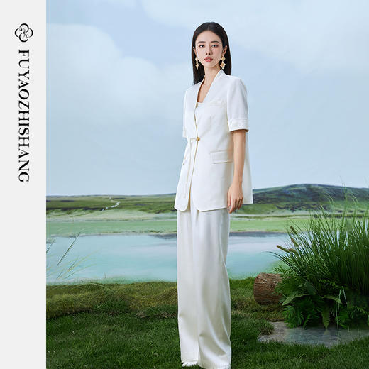 IWY/扶摇系列 米白色夏季新中式时尚总裁职业西装FYCP363 商品图4