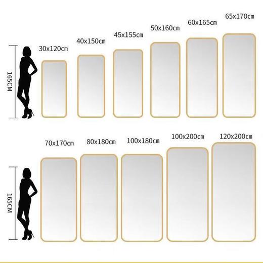 【适配不同家居风格！穿衣镜落地全身镜】优质合金，坚固又耐用，圆角设计美观时尚更安全，家用壁挂卧室挂墙宿舍立体试衣镜L 商品图4