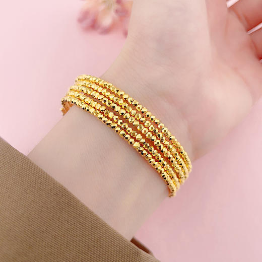 【限时克减150元】足金999  5G黄金五圈蹦迪珠弹力镯空心开口蹦迪珠手镯弹力手镯（总面宽约11.2-11.6mm）(AN5GSZ00001-1)（预售产品下单后不退款不退货不换货不补差价） 商品图3