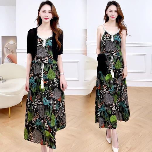 韩版修身洋气，印花两件套长款连衣裙QYM-XYKL-MB1067 商品图2