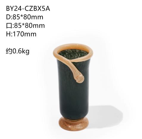 中古风轻奢餐桌双色拼接直筒迷你花瓶软装居家台面香薰烛台摆件 商品图8