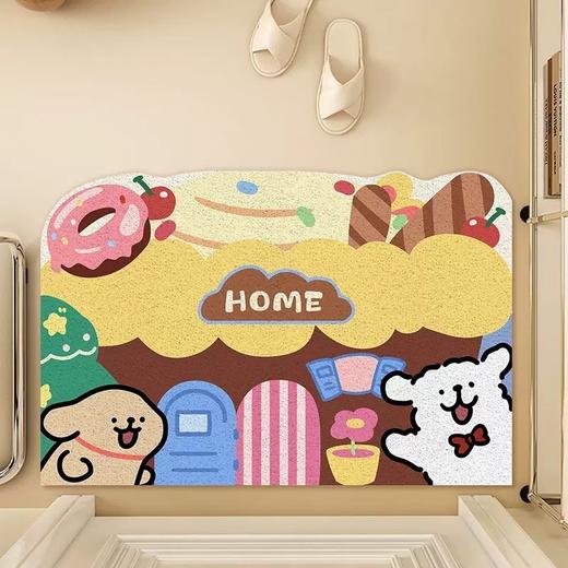 【隐藏污泥 表面不显脏】少女心可爱卡通丝圈地垫 入户门卡通地垫 创意线条狗 可爱蜡笔小新 脚垫防滑蹭玄关垫-QQ 商品图0
