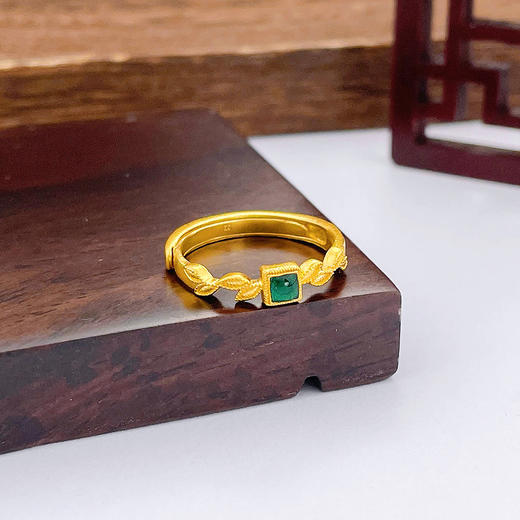 【限时克减150元】足金999 #宫廷风 #小红书 古法活口宫廷风叶子低温珐琅小方糖女戒(YGFJZ00034)（预售产品下单后不退款不退货不换货不补差价 商品图1