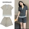 【59元带走一整套！懒人必备！】穿搭界的慵懒风 早夏休闲短款糯米套装 不挑身材 巨减龄！假两件设计+休闲短裤版型 高级显瘦 商品缩略图2