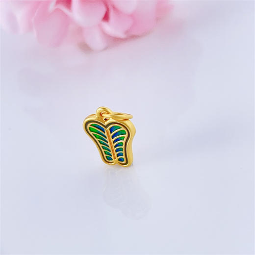 【限时7.5折】【定价黄金】足金 #微硬金 无氰5D低温珐琅芭蕉扇手串挂件(CWW30081)（预售产品下单后不退款不退货不换货不补差价） 商品图1