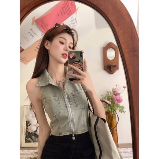 【露背牛仔背心】高品质辣妹设计感 夏季韩系 薄款挂脖小吊带上衣女ins风 商品图3