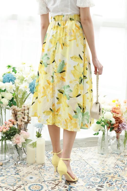 L.Fleuri 气质雪纺百合印花半裙 13083 商品图3