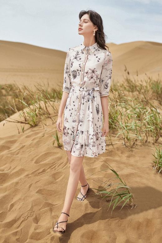 DUIBAI对白 复古敦煌花卉七分袖连衣裙 13007 商品图4