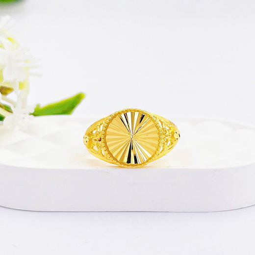 【限时克减150元】足金999.9 活口镂空戒指车花仿钻圆形女戒(AF010JZ00157)（预售产品下单后不退款不退货不换货不补差价 商品图0