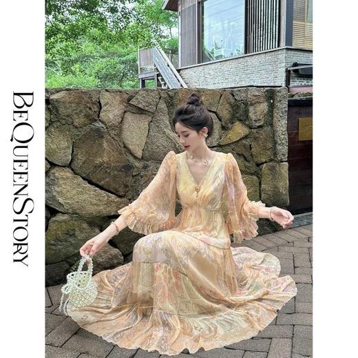 BeQueenStory【丝绸之路】浪漫5.5姆米桑蚕丝连衣裙8姆米两穿套装 商品图0