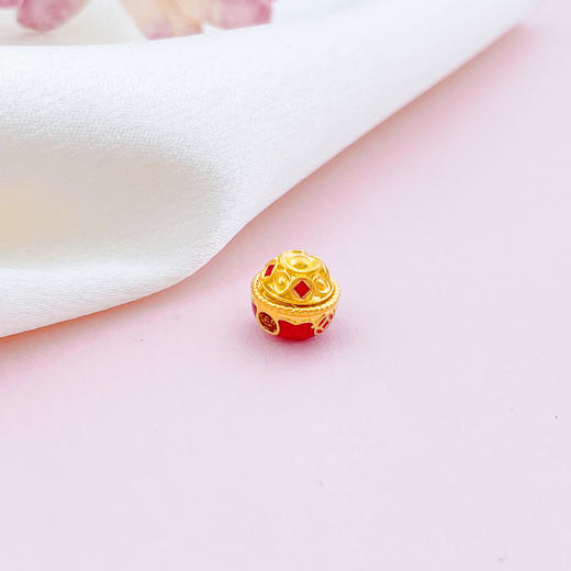 【定价黄金】足金 3D硬金烤漆财源广进财字聚宝盆手串配件(V3DSC00382)（预售产品下单后不退款不退货不换货不补差价） 商品图2
