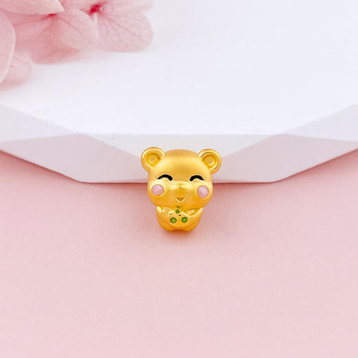 【限时7.5折】【定价黄金】足金 #儿童/宝宝 3D硬金烤漆生肖鼠手串配件小金鼠宝宝手串配件(V3DSC00370)（预售产品下单后不退款不退货不换货不补差价） 商品图0