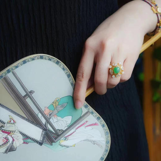 龢盒原创 春色满园冰绿翡翠戒指 商品图4