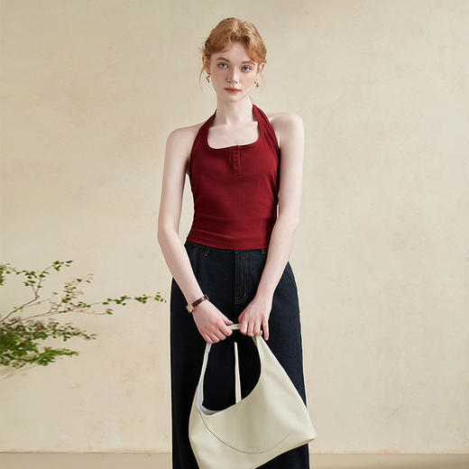 法式复古简约挂脖吊带背心女日清凉百搭内搭吊带V1841508 商品图3