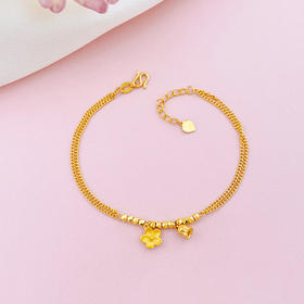 【限时克减150元】足金999 #招桃花 5G黄金双层调节手链桃花樱花铃兰花间转运蹦迪珠花卉手链(AG5GSL00136)（预售产品下单后不退款不退货不换货不补差价）