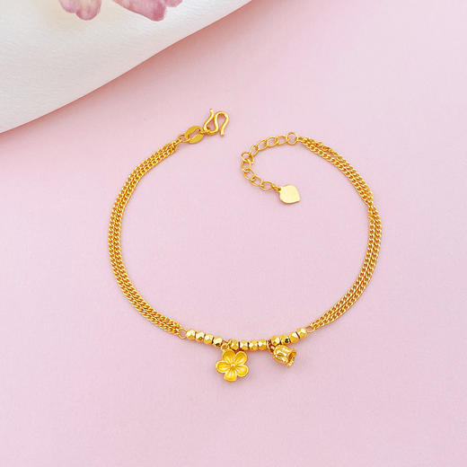【限时克减150元】足金999 #招桃花 5G黄金双层调节手链桃花樱花铃兰花间转运蹦迪珠花卉手链(AG5GSL00136)（预售产品下单后不退款不退货不换货不补差价） 商品图0
