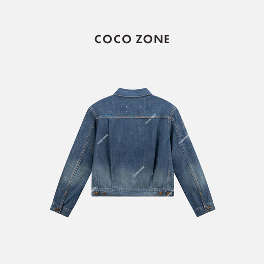 COCO ZONE 时尚翻领水洗牛仔衬衫单排扣长袖上衣CC1B1473 商品图1