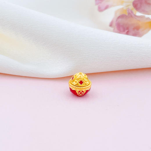 【定价黄金】足金 3D硬金烤漆财源广进财字聚宝盆手串配件(V3DSC00382)（预售产品下单后不退款不退货不换货不补差价） 商品图0