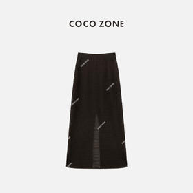 COCO ZONE "咖啡裙"夏季复古设计感镂空半身裙简约松紧腰中长裙CC1B1192