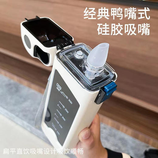 【随时掌握饮水量！创意方形吸管杯子】简易造型舒适握感，让喝水跟简单，ABS+PC+PP材质入口更安心，高颜值学生男女士弹跳水杯L 商品图2