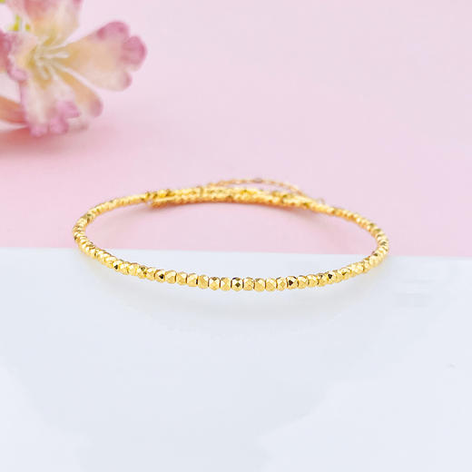 【限时克减150元】足金999  5G黄金单圈蹦迪珠弹力镯空心开口蹦迪珠手镯弹力手镯（总面宽约1.9-2.3mm）(AN5GSZ00001-4)（预售产品下单后不退款不退货不换货不补差价） 商品图0