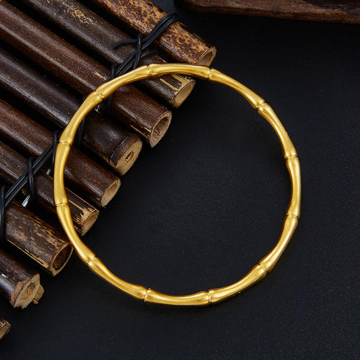 【限时克减150元】足金999 古法空心(面宽约3.5-3.7mm)竹节固口手镯(YGFSZ00348)（）预售产品下单后不退款不退货不换货不补差价 商品图1